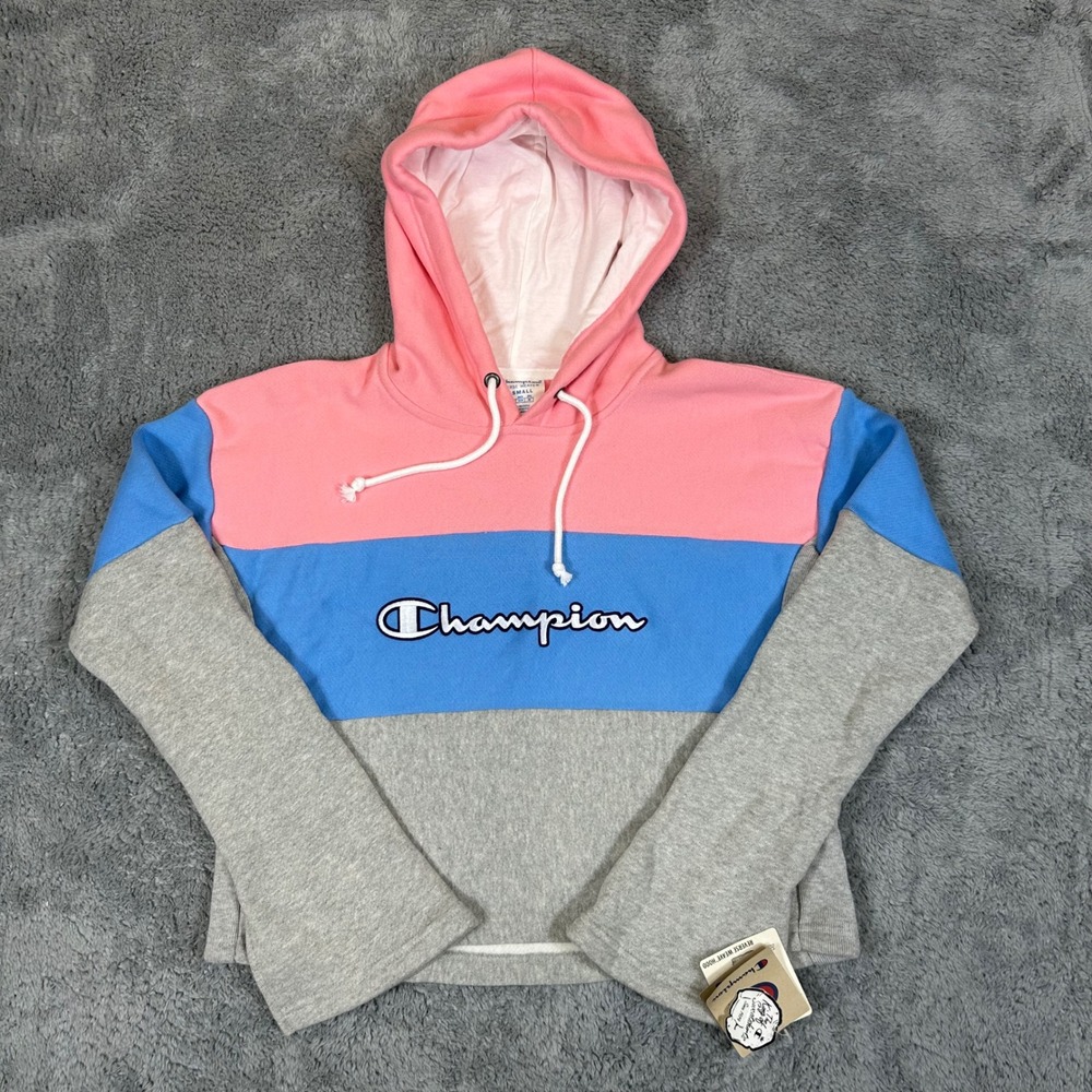 Champion Reverse Weave Cropped Hoodie Pink Blue Gray WL820 XS